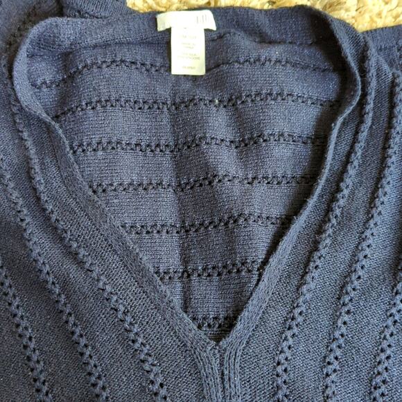 J Jill Silk Blend Ribbed Open Back Pull Over Drapey Poncho - Picture 3 of 5